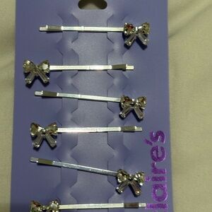 Claire's Sparkling Silver Bow Hair Clips